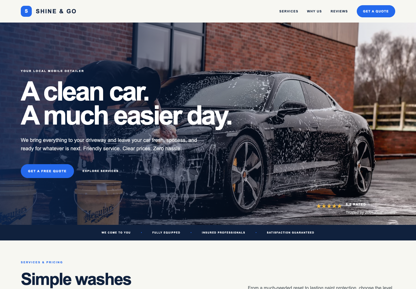 Pop & Shine website template screenshot