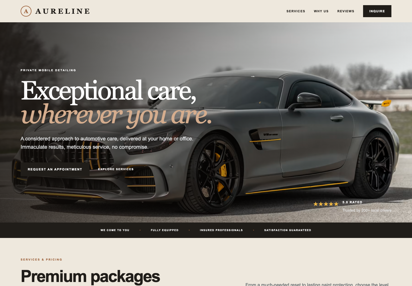 Aureline Auto Care website template screenshot